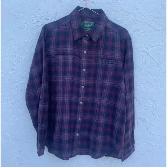 Woolrich Womens Warm Outdoor Plaid Polo Long Sleeve Shirt Multicolor Sz Large - Picture 1 of 7